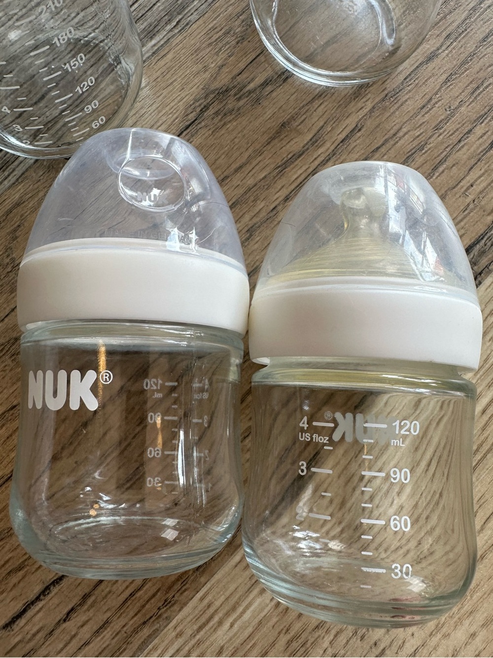 NUK Glass Baby Bottles White Caps (2)